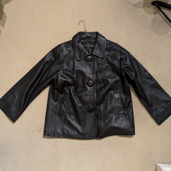Black Leather Short Jacket - Picture 1 of 6